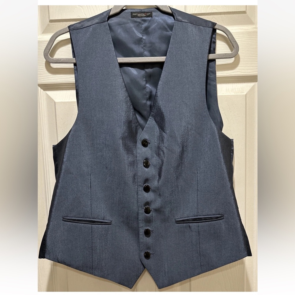 John Varvatos Star USA Blue Polyester Snap Front Vest Men’s Size 42”
